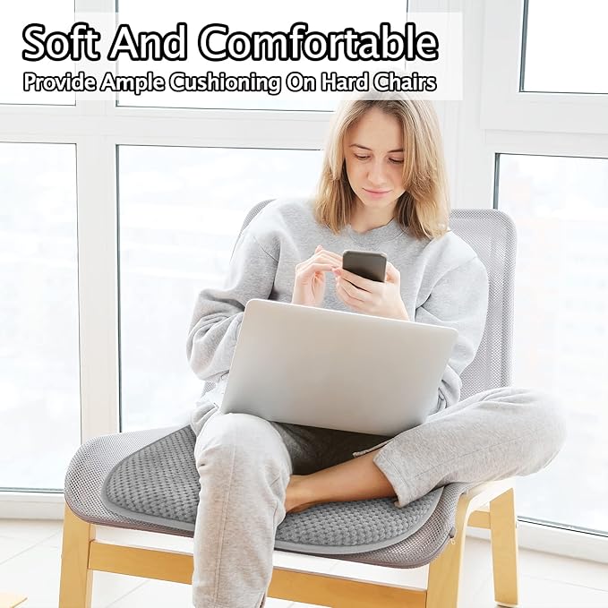 Silver Grey Foam Seat Cushions Kitchen Chairs Pads for Dining Chairs 6 Pack Non Slip Patio Seat Cushions Washable U Shaped Soft Thick Large Metal Wooden Chair Cushions,17" x 15"