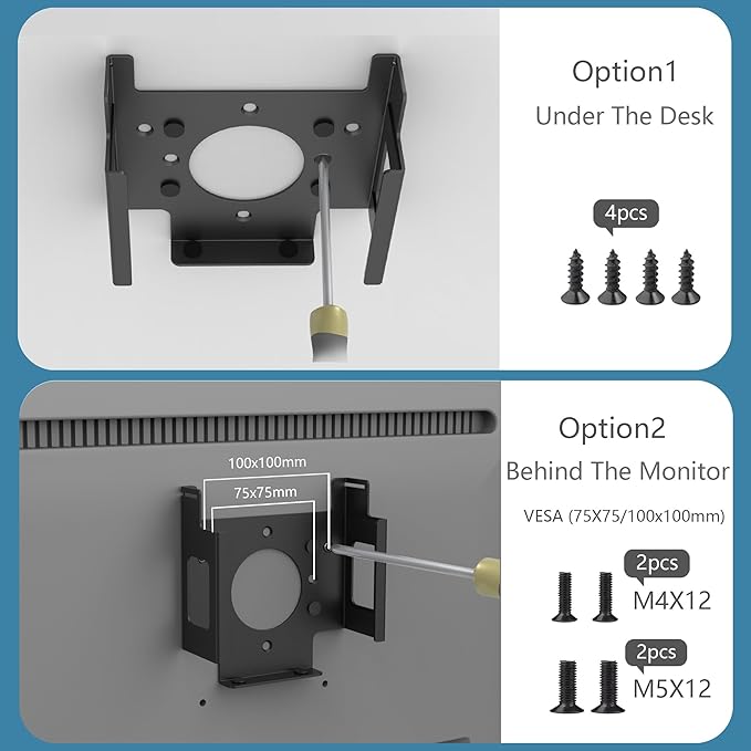 Under Desk Mount for Mac Mini M4/M4 Pro | Anti-Theft Metal Bracket with Password Lock & Protective Padding |VESA-Compatible Hidden Installation (Desk/Monitor)