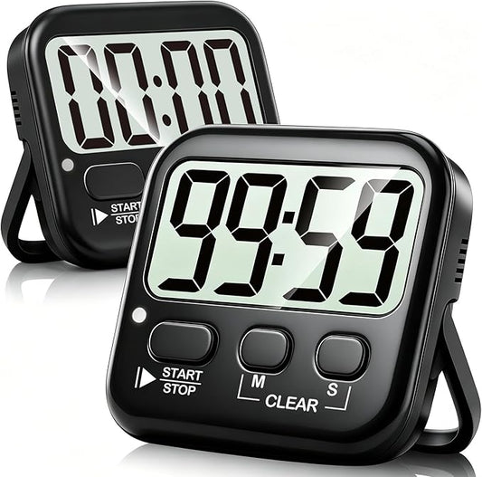 Antonki 2 Pack Digital Timer for Kids, Magnetic Countdown Kitchen Timers for Cooking, Egg, Classroom, Teacher, Exercise, Study, Oven - Battery Included
