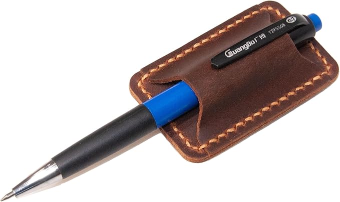 Handmade Leather Pen Holder Clip Notebook Pen Loop Stylish, Leather Pen Holderfor Books, notebook pen pencil holder clip and Practical Pen Organizer (Single Pen Holder (Brown))