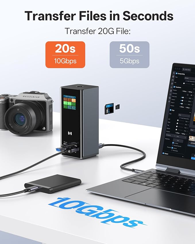 Selore Laptop Docking Station 3 Monitors, Triple 4K Display 3 HDMI 2 DP, Smart Display with Weather,100W PD, 10Gbps USB A/C, Gigabit Ethernet, SD/microSD Reader for Dell/HP/Lenovo/Asus/Acer