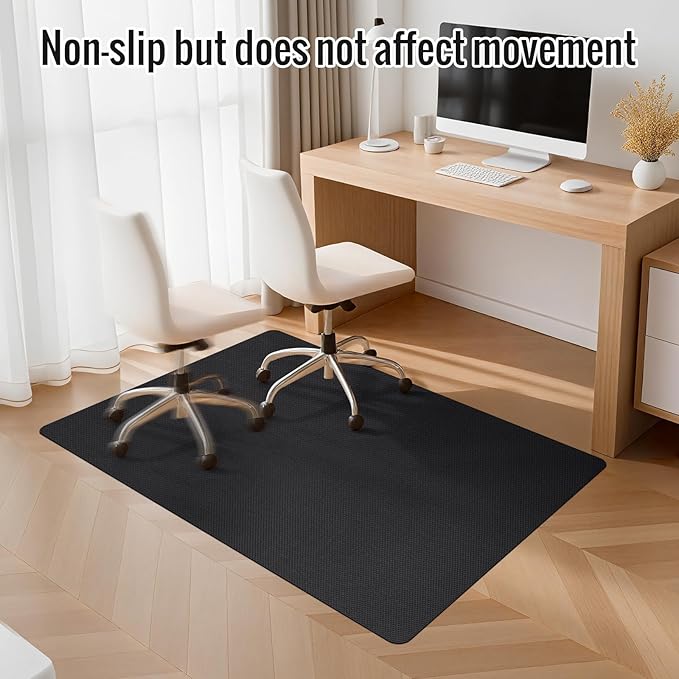 Office Chair Mat for Hard Floors,48"x55" Anti-Slip Waterproof Hardwood Floor Chair Mat,Heavy Duty Floor Protector Rolling Chairs for Home Office(Black)