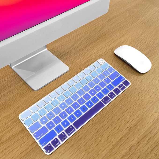 ProElife Keyboard Cover Skin for 2024-2021 Apple Magic Keyboard 3 with Touch ID A3118 A2449 Ultra Thin Silicone Keyboard Protector for iMac 24'' / Mac mini M4 M2 M1 Keyboard Accessories (Ombre Blue)