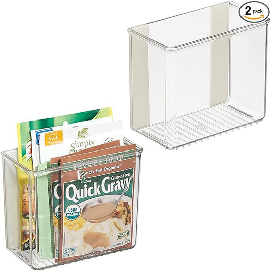 iDesign Adhesive Organizer Bin - Damage-Free Hanging for Kitchen, Bathroom, or Office - Set of 2 - Clear