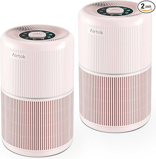 2 Pack Air Purifier for Home Bedroom with H13 True HEPA Filter for Smoke, Smokers, Dust, Odors, Pollen, Pet Dander | Quiet 99.9% Removal to 0.1 Microns | Pink Available for California