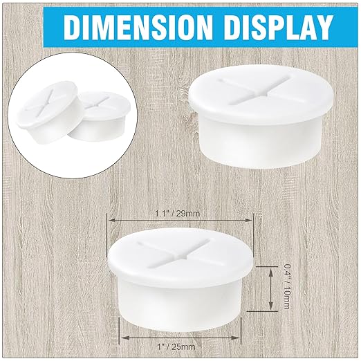 1" White Desk Grommet, JTemgle Flexible Cable Grommet Cross Rubber Cable Hole Cover Wire Organizer Caps Desktop Cord Management for Home Office TV Stands Tabletops, 10 Pieces
