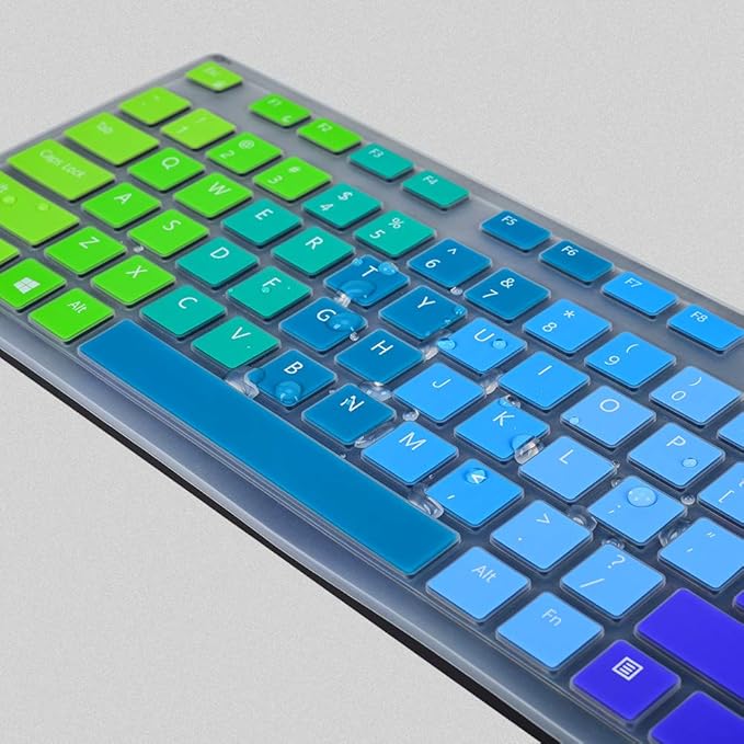 Colorful Keyboard Cover for Dell KM636 Wireless Keyboard & Dell KB216 Wired/Dell Optiplex 5250 3050 3240 5460 7450 7050/Dell Inspiron AIO 3475/3670/3477 All-in One Desktop Keyboard Skin, Rainbow