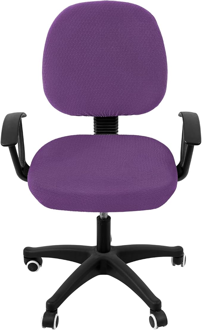 Smiry Stretch Jacquard Office Computer Chair Covers, Removable Washable Universal Desk Rotating Chair Slipcovers Protector, Seat + Backrest Cover, Purple