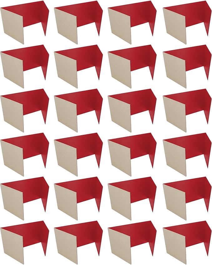 Flipside Products 24 Pack Red Study Carrel, 12”x48” Privacy Boards, Student Privacy and Focus Booth for The Classroom, Desk Divider Cubby for Tests, Made in USA