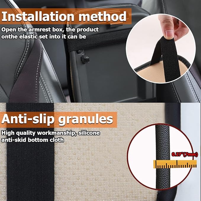 Moly Magnolia Auto Center Console Pad, PU Leather Car Armrest Seat Box Cover, Waterproof Non Slip Soft Armrest Box Cushion Protector, Car Accessories Universal for SUV, Truck, Van (Yellow)