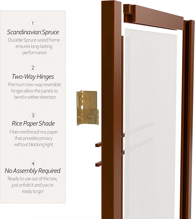 2 ft. Short Desktop Double Cross Shoji Screen - Walnut - 6 Panels