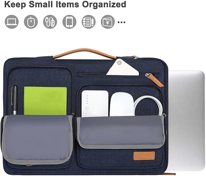 MOSISO 360 Protective Laptop Case 16 inch, 15-15.6 inch Laptop Sleeve Compatible with MacBook Pro 16, HP Acer Dell Lenovo ASUS, Side Open Carrying Case with 4 Zipper Pockets&Handle, Navy Blue