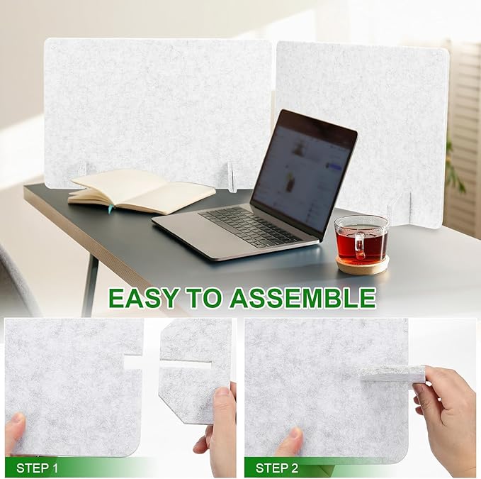 PATIKIL Desk Dividers 24" x 24", 4 Pack Desk Privacy Panel Freestanding Noise Reducing Partition Acoustic Panel with 4Pcs Support Feet for Testing Office Home Library, Dark Gray Style C