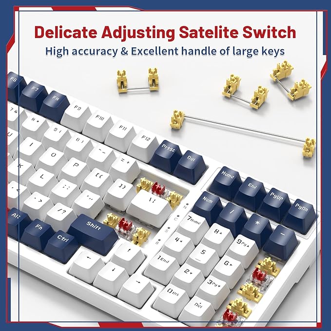 ATTACK SHARK K98 Wireless Mechanical Keyboard with 100 Keys, Tri-Mode BT5.0/2.4G/USB-C with Coiled Cable, Hot Swappable RGB, Rechargeable, Ergonomic, with Cloud Wrist Rest for MAC/Win-Red Switch