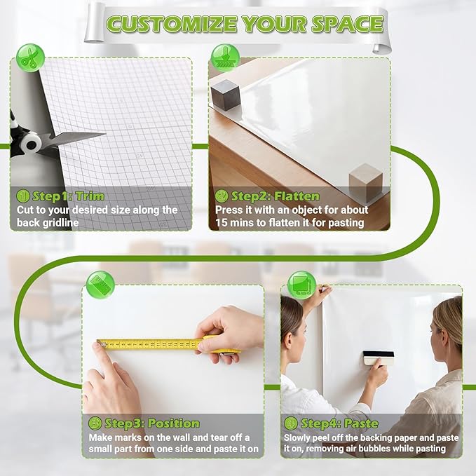 AFMAT Whiteboard Sticker for Wall, 4x6ft White Board Paper, Super Sticky Dry Erase Wallpaper, Peel and Stick Dry Erase Board with 16 Markers, No Ghosting Whiteboard Paper for Home Office Classroom