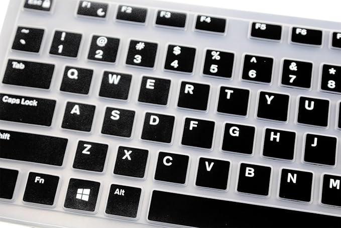 Keyboard Skin Compatible for Dell KM636 KB216 Keyboard, Dell Optiplex 5250 3050 3240 5460 7450 7050, Dell Inspiron AIO 3475 3670 3477, Dell Inspiron 27 7000 7700 7790 All-in-One Keyboard - Black