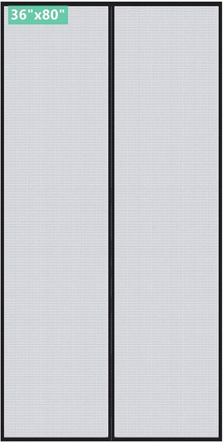 DOOREASY Magnetic Screen Door, Reinforced Polyester Screen Door, Self Sealing Magnets, Pet and Kid Friendly, Easy Installation Door Mesh Screen Size 38" x 81", Fit Door Size 36 x 80 inch