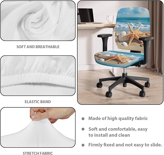 Beach Office Chair Covers Stretchable Office Chair Seat Cover 2 Piece Washable Gaming Chair Cover Universal Fit Most Wheelchairs,Computer Chairs,Gaming Chairs