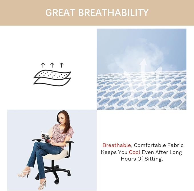 WOMACO Office Computer Chair Cover with Armrest Covers, Stretch Universal Rotating Rolling Desk Chair Slipcover, 4 PCS Stretchable Office Chair Seat Protector (Beige, with Armrest Covers)