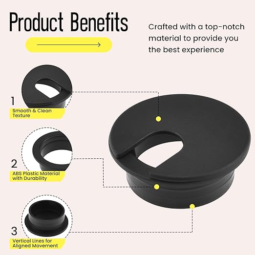 2Pcs Desk Grommet, 1-1/2 Inch Wire Cord Cable Grommets Hole Cover for Office PC Desk Cable Cord Management