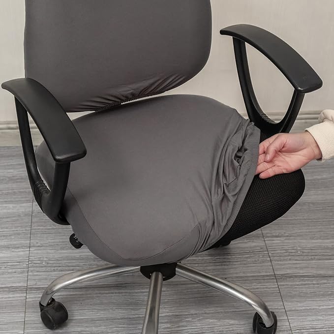 Melaluxe Computer Office Chair Covers, Protective & Stretchable Universal Chair Cover, Stretch Rotating Chair Slipcover (Dark Grey)