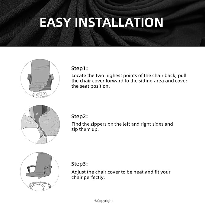 DIVA EN CAMINO DEC Stretch Computer Office Chair Cover with Armrest Covers Durable Zipper Universal Spandex Rotating Boss Chair Slipcovers Anti-dust Soft Desk Chair Seat Protector, Cream
