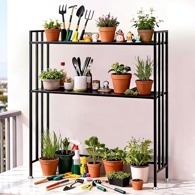 Desk Hutch with Adjustable Height, 2-Tier Rust-Resistant Iron Desk Shelf Organizer for Office Dorm, Desk Organizer Shelf（Black）