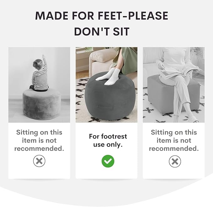 MeMoreCool Stuffed Round Pouf Ottoman Foot Rest, Floor Pouf Foot Stool with Soft Foam Chunk Filling, Small Round Ottoman Footstool Circle Footrest for Living Room, Beige