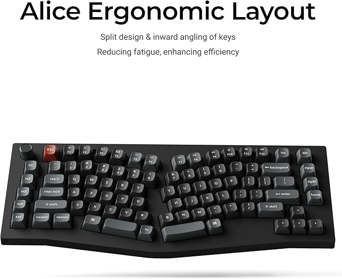 Keychron V10 Ultra 8K Wireless Mechanical Keyboard, 75% Alice Ergonomic Layout, 8000Hz 2.4GHz/Bluetooth 5.3/USB-C Wired, Hot-Swappable ZMK Custom Keyboard with Knob,PBT Keycaps for Mac & Windos