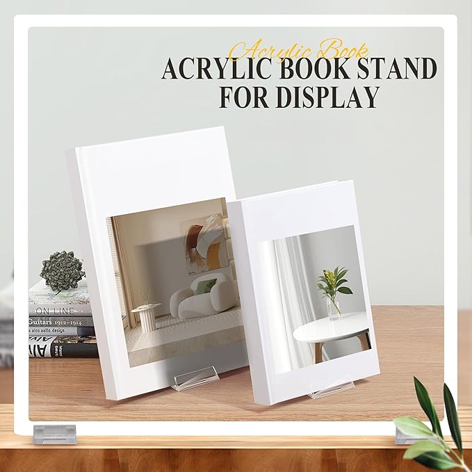 6 Pack Clear Acrylic Adjustable Desktop Book Stand & Display Easel for Tablet Phone Clutch Bag Plate Artwork Magazine Picture Comic Album CD Postcard - Home Office Back to School