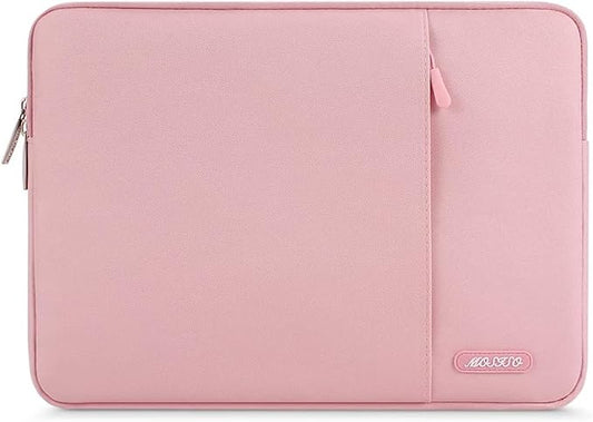 MOSISO Laptop Case 13.3 inch, 13-13.3 inch Laptop Sleeve Compatible with MacBook Air/Pro 13/Pro 14 M5 M4 M3 M2 M1, HP Dell ASUS Lenovo,Polyester Vertical Computer Sleeve Bag with Pocket, Pink