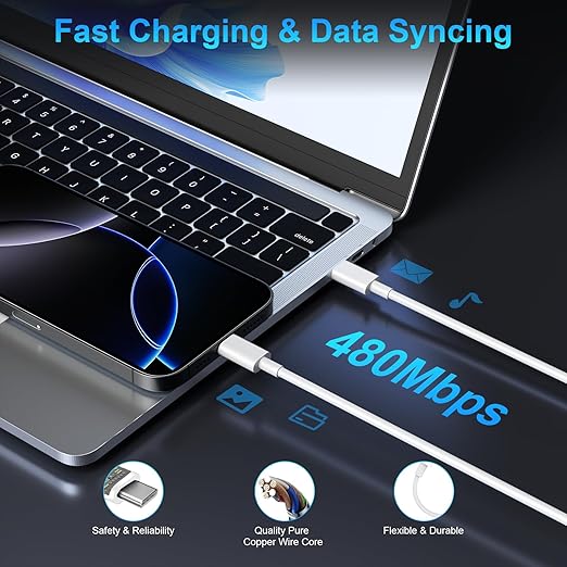 iPhone 17 16 15 Charger Fast Charging, 45W Dual USB C Phone Charger Block with 6FT Long Type C Cable Cord for Apple iPhone 17/Pro/Pro Max/17 Air/16 Pro/16 Pro Max/15 Plus/15 Pro/iPad/S26 Ultra/S25