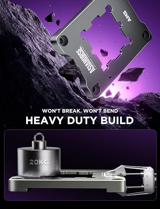 AsiaHorse AM5 CPU Contact Frame, 100% Flush Anti-Bending Secure Frame, High-Strength Metal Construction for AMD AM5 Motherboards (X670/B650), Enhances Cooling Efficiency, Includes 4 Screws &Hex Wrench