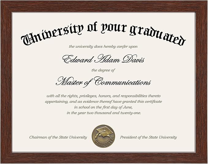 upsimples Certificate Frame with Clear Plexiglass, 8.5 by 11 Picture Diploma Document Degree Frames for Wall and Tabletop, Mahogany,1 Pack