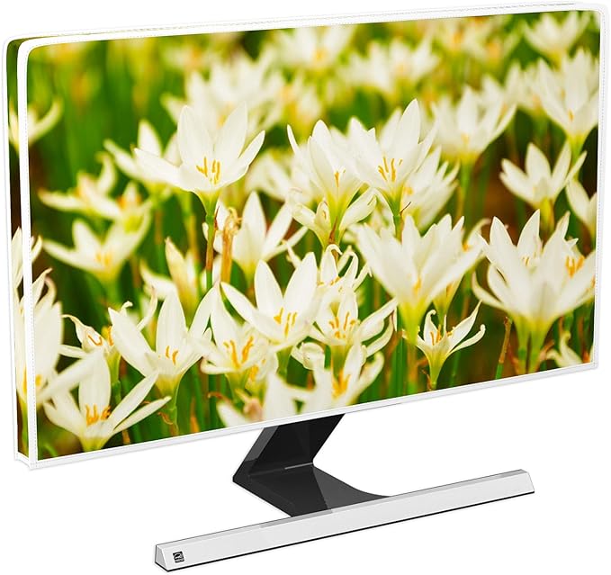 Nature Flowers Monitor Dust Cover 26, 27, 28 Inch Spring Summer Floral Natural View Panel Case Antistatic Water Resistant Monitor Dust Cover Dust Proof Monitor Covers for Computer Screen