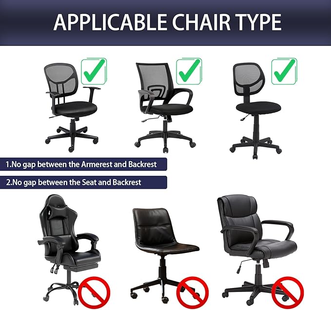 Stretch Jacquard Office Chair Cover, Removable Washable Desk Chair Cover, Anti-dust Seat Cushion Protectors - Navy
