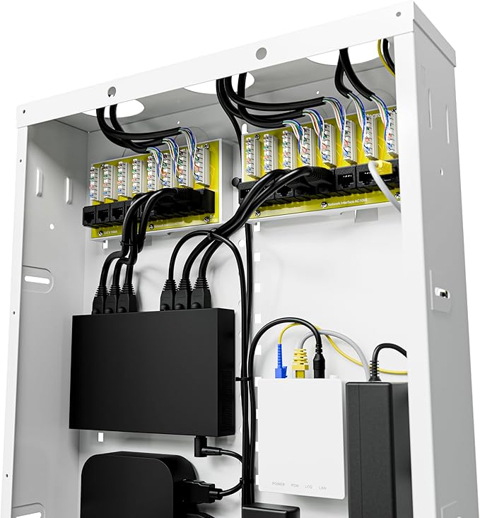 Legrand On-Q 20-Inch Structured Wiring Enclosure with Screw-On Cover, Durable Steel, Cable Management, Recessed or Surface Mount, Compatible with On-Q Accessories, Glossy White