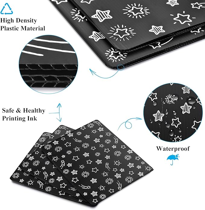 Black 12-Pack Desk Dividers for Students, Waterproof Plastic Study Carrel Divider, Durable Testing Dividers for Classroom Teacher Supplies, Easy to Clean Privacy Shield Folder Boards for Student Desk