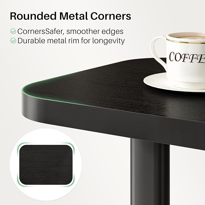 Kitstorack Adjustable Height C-Shaped End Table, 9-Level Side Table with Metal Rounded Edge, Couch Table that Slides Under Sofa or Bed for Eating, Working, and Drinks, TV Tray for Small Spaces, Black
