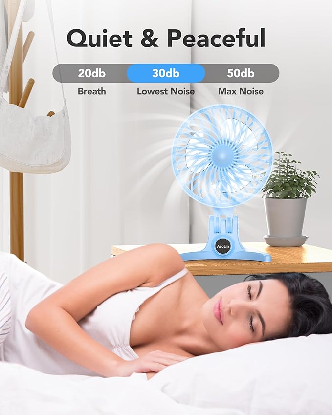 AaoLin USB Small Fan, Desk Fans with CVT Variable Speeds, Strong Cooling Airflow, Quiet Portable, Desktop Mini Personal Fan for Room, Home,Office, Bedroom-USB Powered (Blue)
