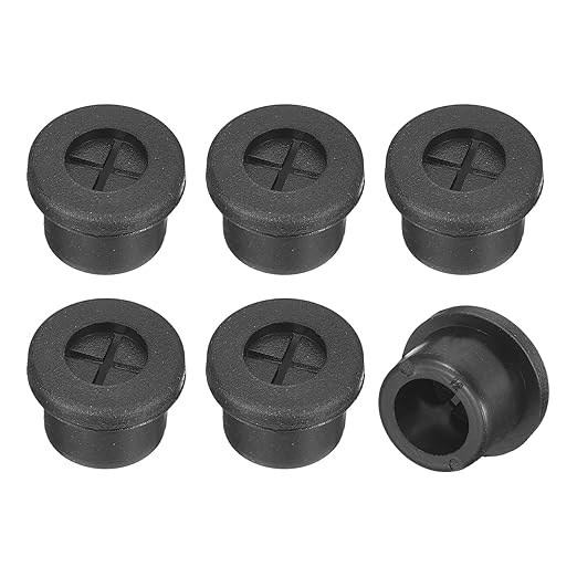 uxcell 6 Pcs Cable Cord Grommet, 1/2 Inch (12mm) Desk Grommet Flexible Rubber Grommets Wire Hole Cover Pass Through for Office Computer Desk Wire Organizer, Black