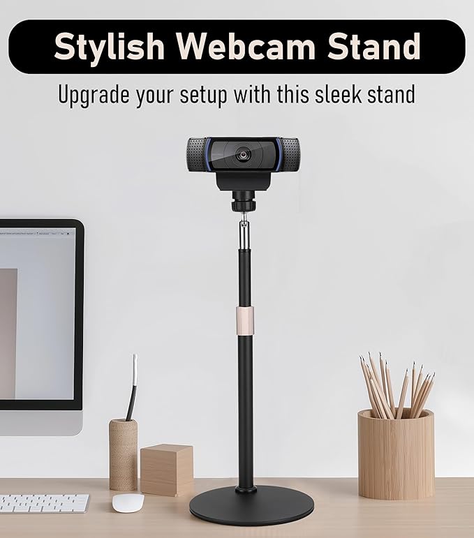 B15 All Metal Webcam Phone Desk Camera Stand 360° Swivel Holder for Webcam C960 C930e C930 C920 C920S C922x C922 Brio 4K C925e C615 and Other 1/4'' Thread Devices