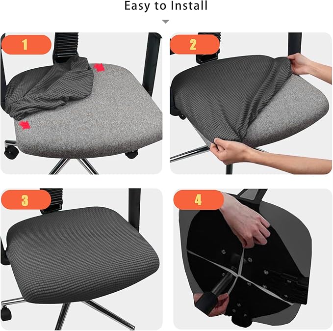 DHXYZZB Chair Seat Cover 2PCS Office Chair Cushion Protectors Waterproof Stretchable Chair Slipcover Universal for Office Desk Swivel Computer Chairs Covers