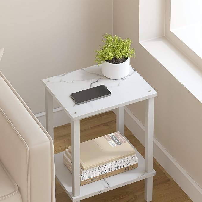 TUTOTAK End Table, Set of 2, Side Table, Nightstand, 2-Tier Storage Shelf, Sofa Table for Small Space, Living Room, Bed Room TB01BMW035