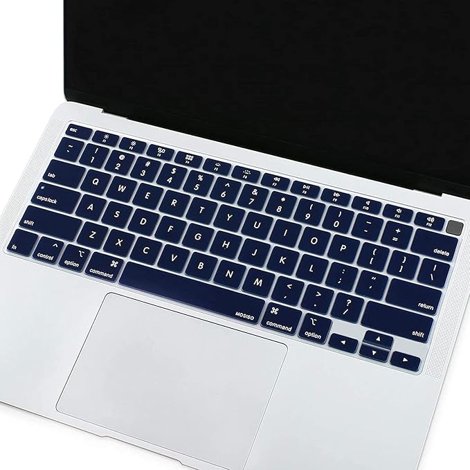MOSISO Keyboard Cover Compatible with MacBook Air 13 inch 2022 2021 2020 Release A2337 M1 A2179 Retina Display with Touch ID Backlit Magic Keyboard, Waterproof Protective Silicone Skin, Navy Blue