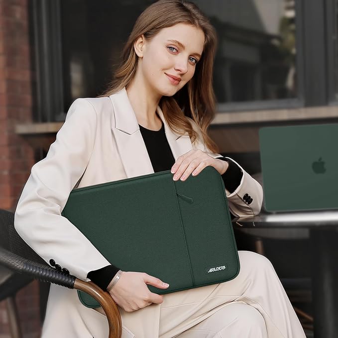 MOSISO Laptop Case 16 inch, 15-15.6 inch Laptop Sleeve Compatible with MacBook Pro 16 M5 M4 M3 M2 M1, HP Acer Dell Lenovo ASUS, Polyester Vertical Computer Sleeve Bag with Pocket, Midnight Green