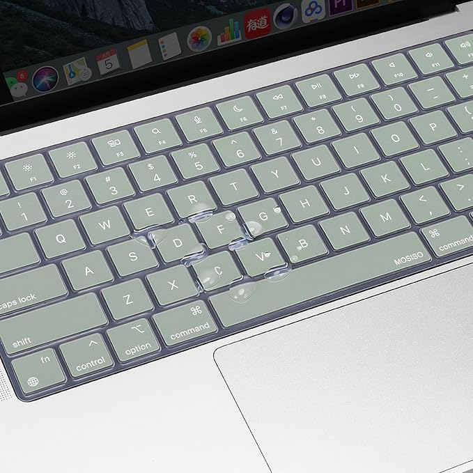 MOSISO Keyboard Cover Skin Compatible with MacBook Air 15 inch M3 A3114 M2 A2941/Air 13.6 A3113 A2681/Pro 14/16 M4 M3 M2 M1, Antique Green