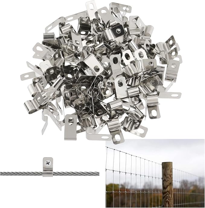 Antrader R-Type Cable Clips,6mm/0.24" Cable Clamps with Screws,304 Stainless Steel,100Pcs