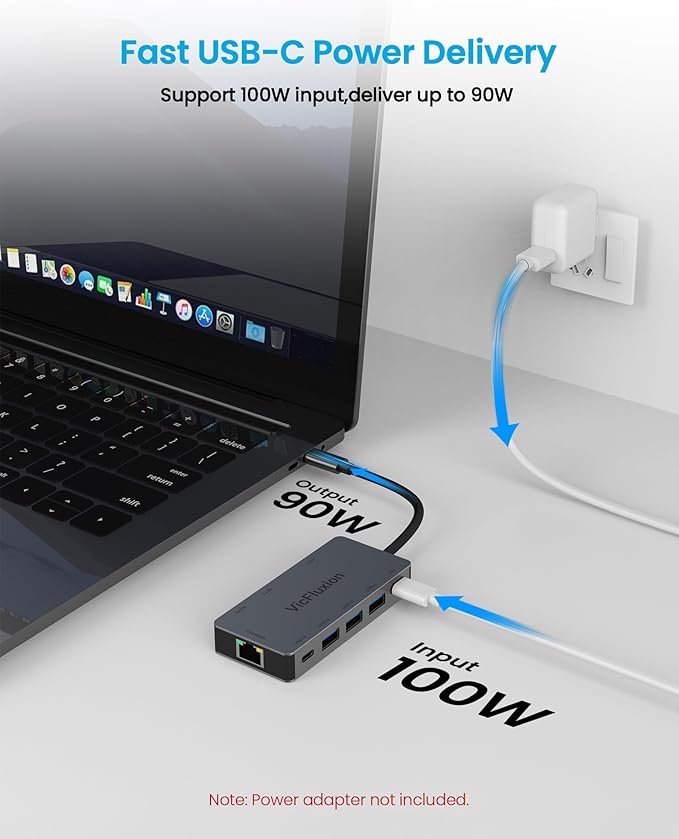 USB C Docking Station Dual Monitor, 9-in-1 USB Hub with 2 HDMI 4K@60HZ, 1×1000Mbps Ethernet, 3× USB 3.0, 1× Type C, 1× PD Charging, 1×3.5mm Audio, Dock for Laptop/Computer/Tablets/Windows