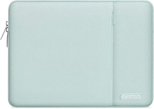 MOSISO Laptop Case 13.3 inch, 13-13.3 inch Laptop Sleeve Compatible with MacBook Air/Pro 13/Pro 14 M5 M4 M3 M2 M1, HP Dell ASUS Lenovo,Polyester Vertical Computer Sleeve Bag with Pocket, Mint Green
